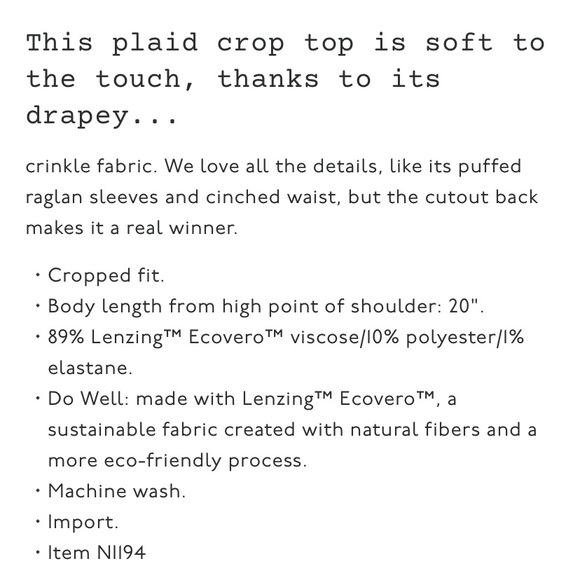 Madewell gingham top Tie-Back Cutout long sleeve in Plaid Spiced Olive xxs - Picture 9 of 11